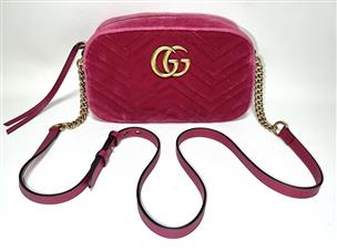 Gucci Bee Embellished Marmont Velvet Mini Shoulder Bag